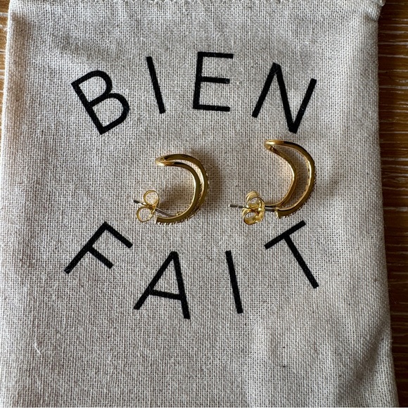 NWT! | MADEWELL Demi-Fine Pavé Double Hoop Earrings, 14k Gold - Picture 12 of 15